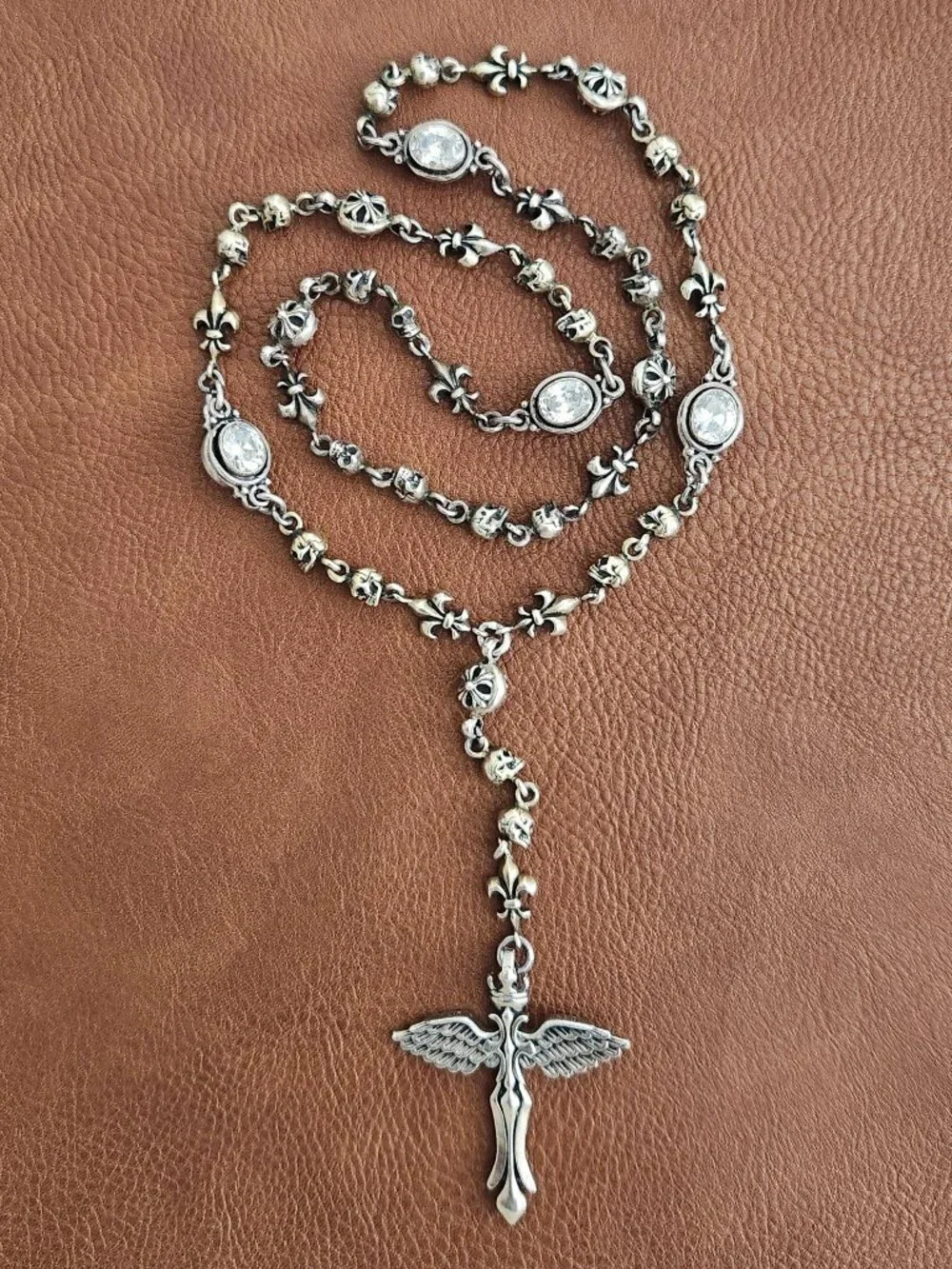RETRIBUTION 925 SILVER ROSARY NECKLACE
